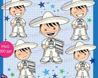 Mexico Clipart, white and silver charro, mexican suit, mexican traditional outfit, Mexico clip art set 124