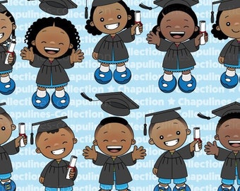 Graduation clip art, school clipart, school illustrations, kindergarten images, black cap and gown images Set 181