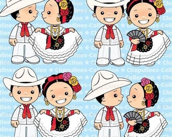 Jarochos Clipart, Mexico, Veracruz, kids illustrations Set 236