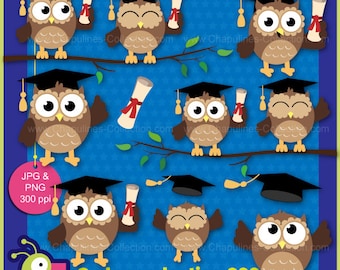 Owls Graduation clipart, happy owls images, school clipart, graduation clip art set 098