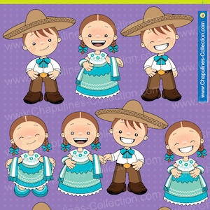 Mexican Outfits Clipart China Poblana and Charro, Mexico Clipart, 5 de Mayo, Kids illustrations 077