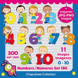 Numbers and kids Clipart, from 0 to 10, Set 190