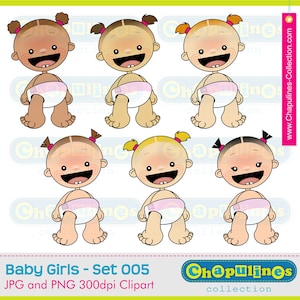 Baby Girls clipart, baby girls in Diapers Digital Clipart, baby girls illustrations, baby girls images set 005