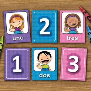 Afdrukbare nummers - Spaans - Bijpassende kaarten - DIY Memory Game - Kinderen - lesmateriaal