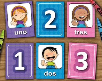 Printable Numbers - Spanish - Matching Cards - DIY Memory Game - Kids - teaching material