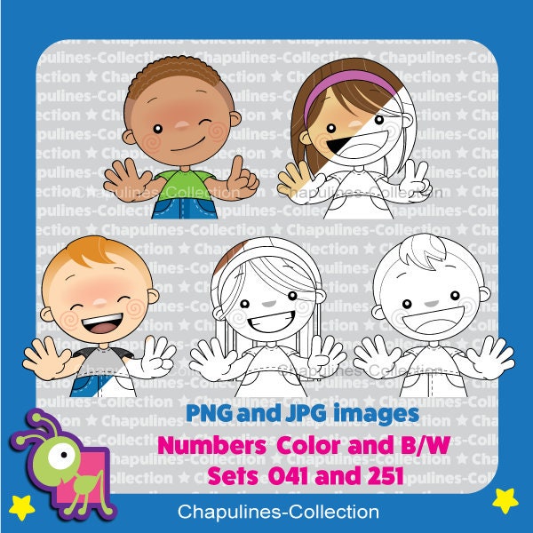 Numbers With Fingers Clipart in Color and in Black and White 0 to 10 ...