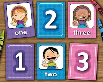 Printable Numbers - English - Matching Cards - DIY Memory Game - school flashcard - teaching material