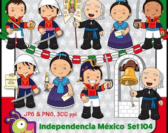 Combo clipart Independencia de México a color y en blanco y - Etsy México Combo clipart Independencia de México a color y en blanco y - Etsy México