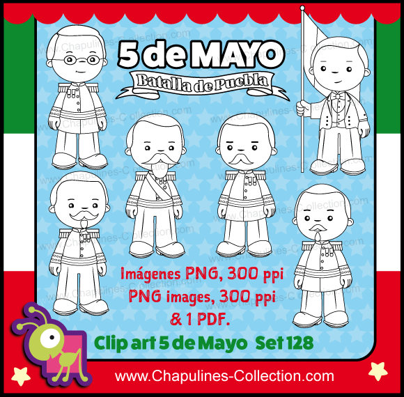 Clipart 5 de Mayo en blanco y negro y dibujos para colorear - Etsy México