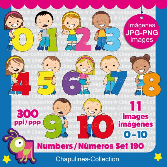 Numbers And Kids Clipart From 0 To 10 Set 190 Etsy