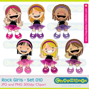 Tutu Girls Clipart, girls with tutu illustrations, ballet clipart, rock girls clipart, rocker clipart set 010