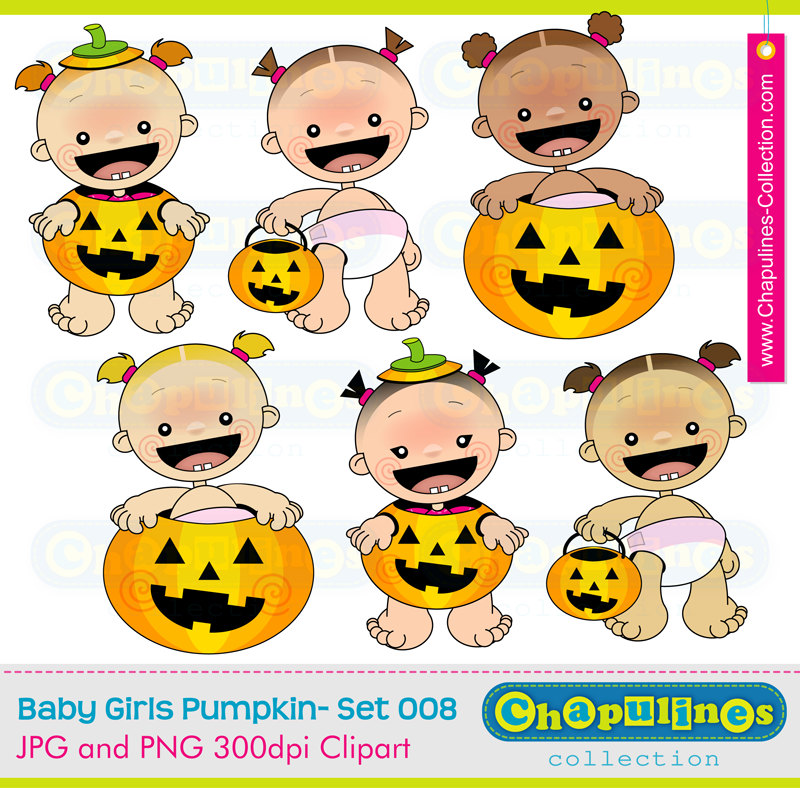 Baby Girls Pumpkin Clipart Halloween Babies Clip Art Etsy