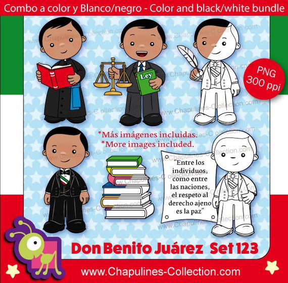 Benito Juárez Clipart Bundle Color and Black/white Mexico - Etsy