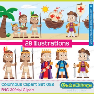 Columbus Clipart, The Discovery of America, Columbus day Set 052B