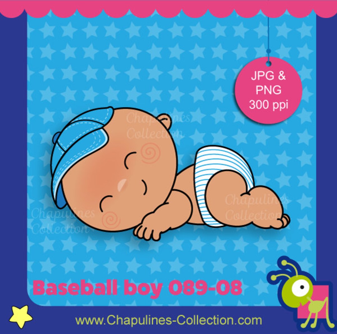 Baby Boy Clipart, Blue Hat, Blue Cap, Baseball, Newborn, Digital Image