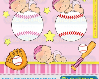 Baby Girl clipart - Baseball Clipart, digital images, downloadable images, baby shower clipart, newborn clipart - Set 040