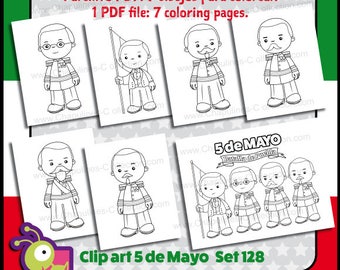 5 De Mayo Clipart Black & White and Coloring Pages Mexican - Etsy Finland