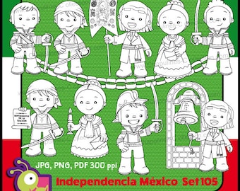 Combo clipart Independencia de México a color y en blanco y - Etsy México Combo clipart Independencia de México a color y en blanco y - Etsy México