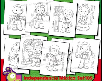 Combo clipart Independencia de México a color y en blanco y - Etsy México