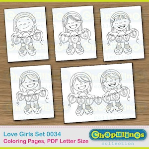 Coloring Pages Printable Girls Love Friends Set 0034