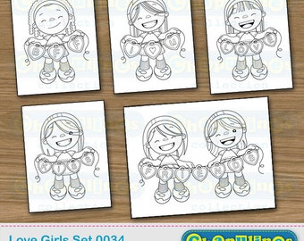 Coloring Pages Printable Girls Love Friends Set 0034