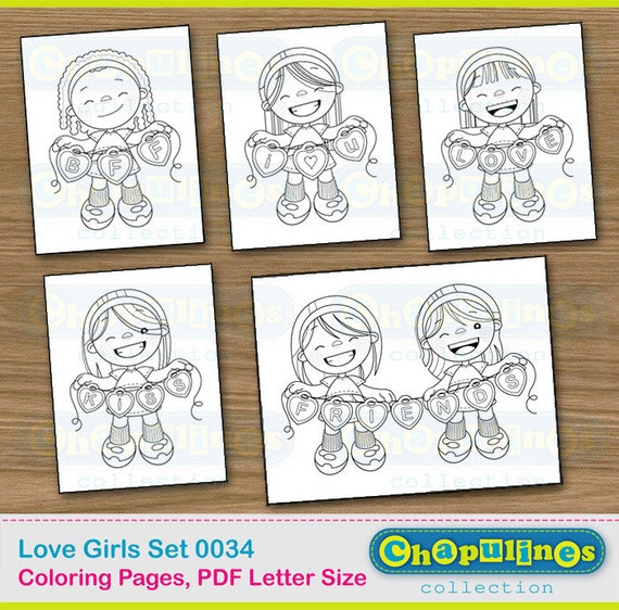 Coloring Pages Printable Girls Love Friends Set 0034