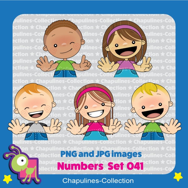 Numbers With Fingers Clipart in Color and in Black and White 0 to 10 ...