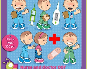 Nurse and doctor boy clipart, medicine clipart, boy nurse images, boy doctor images, illustrations, kids clipart set 097