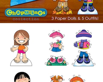Paper Dolls - Printable - Seasons of the Year - Girls - Full Color - Set 021