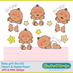 Baby girl Clipart - baby girl illustrations - baby girl images - baby girl clipart - baby shower clipart - digital images - Set 32