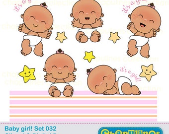 Baby girl Clipart - baby girl illustrations - baby girl images - baby girl clipart - baby shower clipart - digital images - Set 32