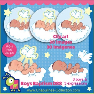 Baby boys Baptism and dove clipart for favors, decorations, invites, gifts, cards, centerpieces, Holy Spirit clipart, set 088