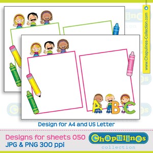 Diseño para hoja A4 y tamaño Carta, Diseño Digital Rosa y Verde, plantilla para escuela, imprimible 050