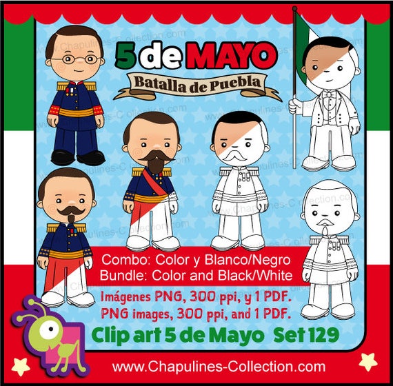 Combo Clipart 5 de Mayo a color y en blanco y negro y dibujos - Etsy México