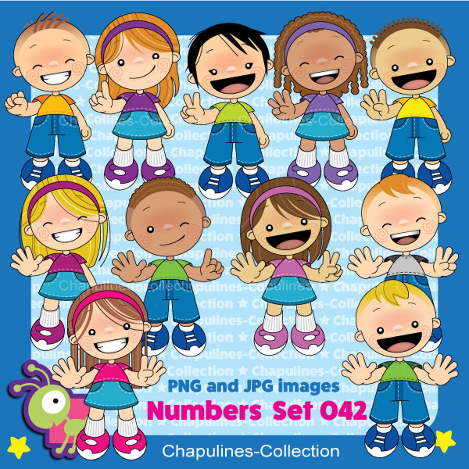 Kids Counting Numbers With Fingers Clipart in Color Set 042 - Etsy