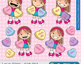 Candy hearts Girls Clipart, candy hearts illustrations, love and friends clipart, school images 014