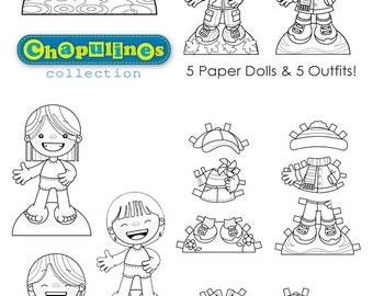 Paper Dolls - Printable - Seasons of the Year - Girls - B/W - Coloring Pages - Set 019