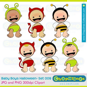 Baby Boys Halloween, Halloween illustraties, Halloween afbeeldingen, gekostumeerde baby's, kinderillustraties Clipart 009