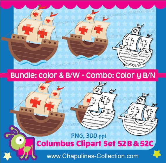 Clipart de Cristobal Colón, Combo color y blanco/negro