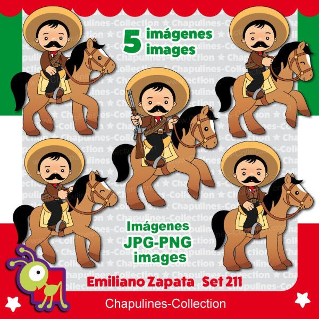 Emiliano Zapata a caballo clipart Revolución Mexicana 20 de - Etsy México