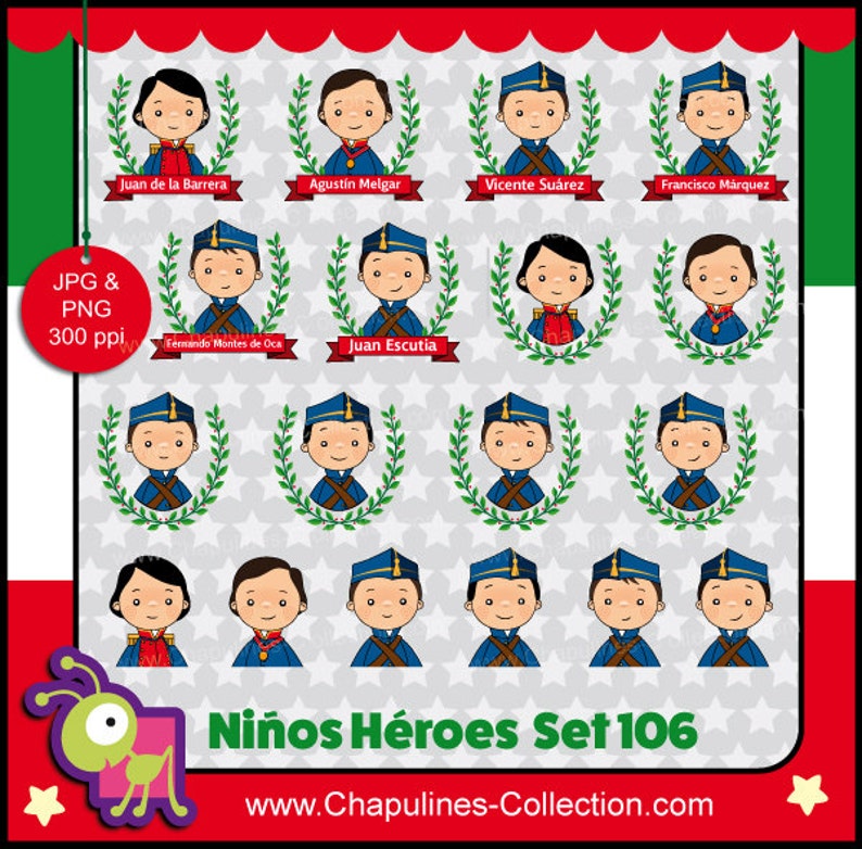 60 desc. Niños Héroes clipart ilustraciones escuela Etsy