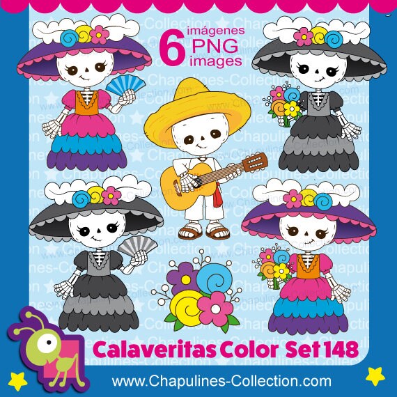 Clipart de Calaveritas Catrina Músico guitarra Día de - Etsy México