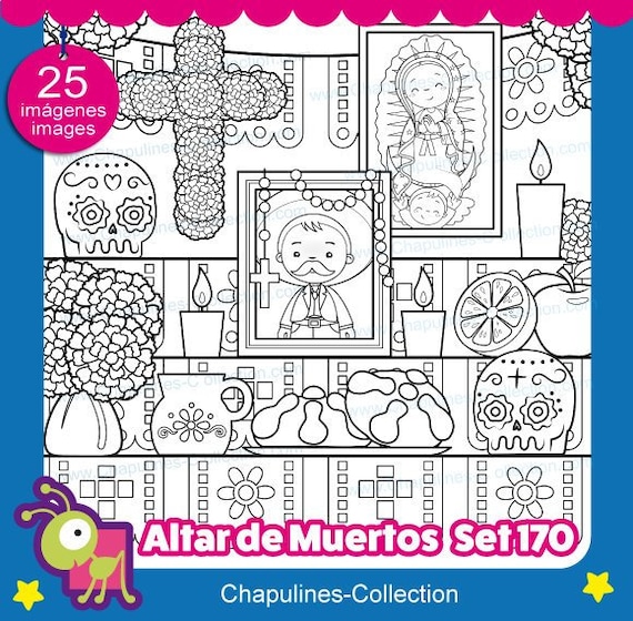 Clipart de Altar de Muertos en blanco y negro Día de Muertos - Etsy México Clipart de Altar de Muertos en blanco y negro Día de Muertos - Etsy México