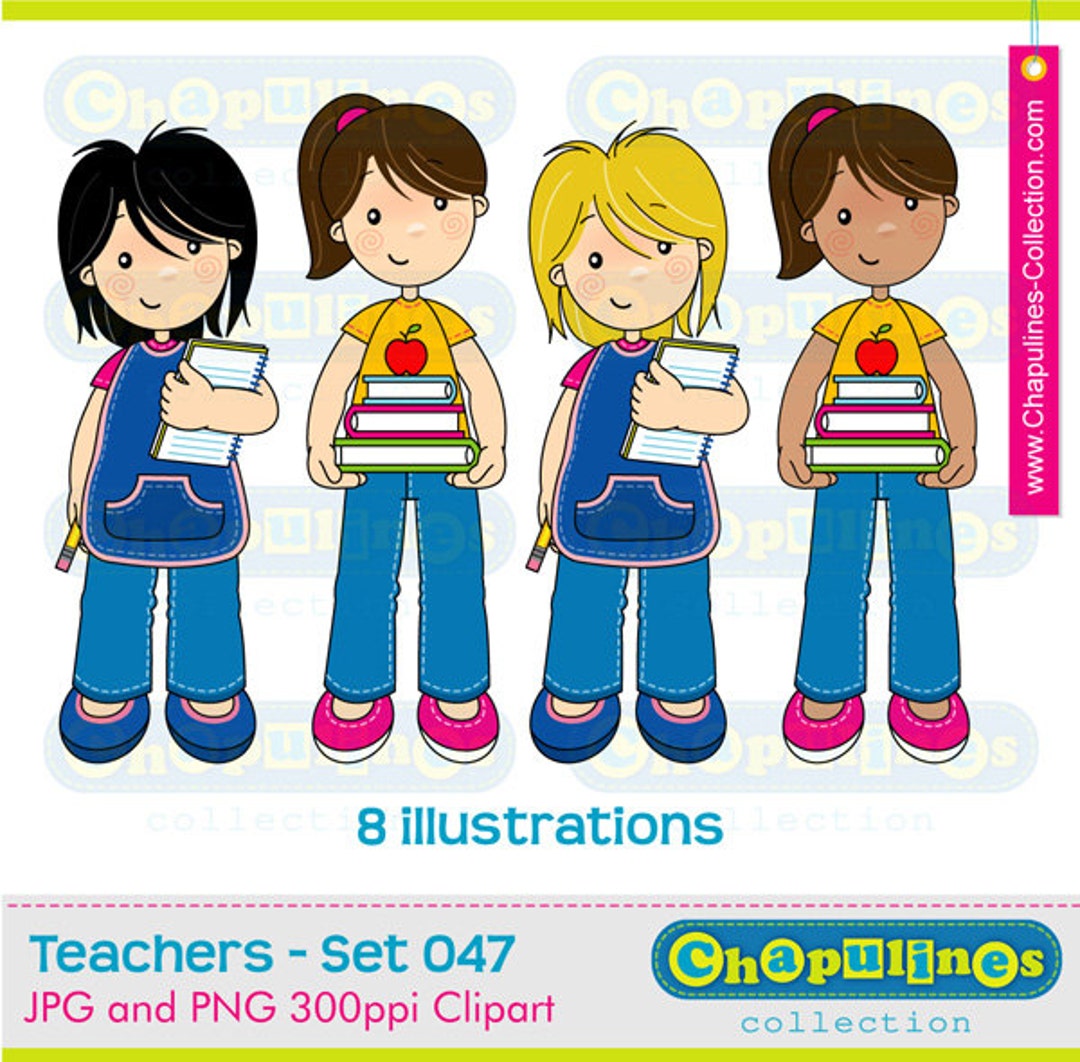 Leraren Clip Art, school clipart, kleuterschool leraren illustraties Set  047 - Etsy België, image size:1080x1062