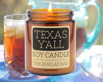 Texas Y'all - huele a té helado dulce - Vela de soja, vela de té dulce, vela de Texas, vela de Texas, vela de Dallas, vela de Austin (9 oz)