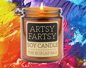 Artsy Fartsy - huele a helado de vainilla francés con rodajas de pera - Vela de soja, vela de helado, vela de artista, vela de broma (9oz)
