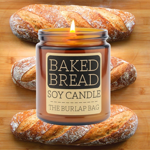 Baked Bread - smells like warm, yeasty, buttery bread straight from the oven - Soy Candle, Aromatherapy Candle, Bakery Candle, (9oz)