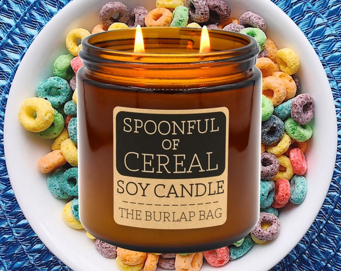 Spoonful of Cereal - smells like breakfast cereal - Large Soy Candle, Cereal Candle, Breakfast Candle, Sugar Candle, Sweet Candle (16oz)