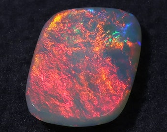 Coober Pedy Opal Incredible double sided gem Bright Rainbow Flagstone and Confetti Pattern Genuine Solid Australian Opal 3.75 Cts  11x8x3mm