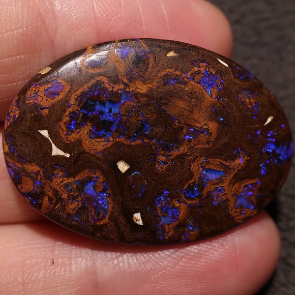 Australian Boulder Opal Matrix with bright Purple and Blue  color. Huge 52 Carats 38 x 26 x 6mm.  Great pendant stone. free drilling